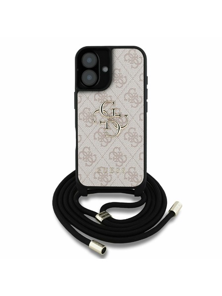 Guess Guess PU 4G Metal Logo Crossbody Ремък Заден капак за iPhone 16 Розово