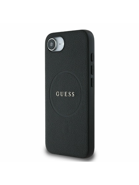 Guess Guess PU зърнест класически лого MagSafe заден калъф за iPhone 16e черен