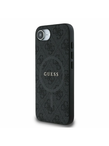 Guess Guess PU кожен 4G цветен пръстен MagSafe заден калъф за iPhone 16e черен