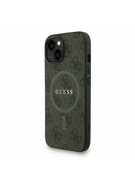 Guess Guess PU Кожен 4G Цветен пръстен с каишка MagSafe Заден капак за iPhone 13 Черен