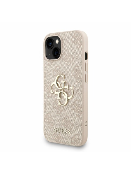 Guess Guess PU 4G Metal Logo Strap Заден калъф за iPhone 15 Розов