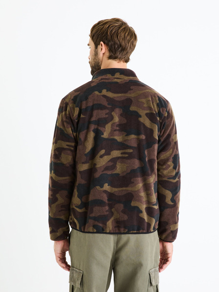 Celio Кафяв мъжки армейски суитчър с цип Celio Fecamo