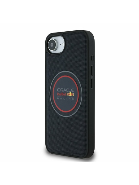 Oracle Red Bull Racing Red Bull PU кожен червен пръстен MagSafe заден калъф за iPhone 16e Navy