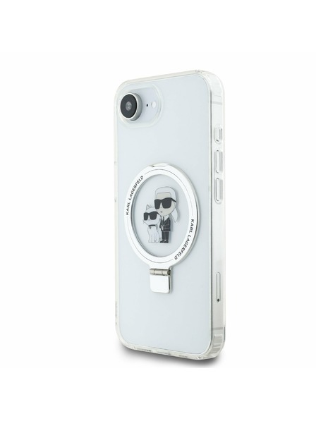 Karl Lagerfeld Karl Lagerfeld Ringstand Karl and Choupette MagSafe Заден Калъф за iPhone 16e White