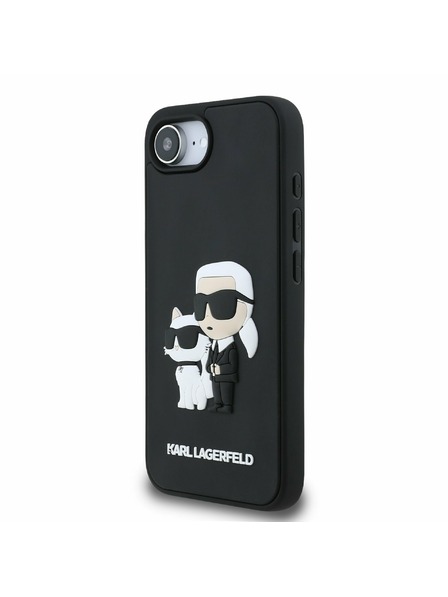 Karl Lagerfeld Karl Lagerfeld 3D Гумен Карл и Шупет Заден Капак за iPhone 16e Черен