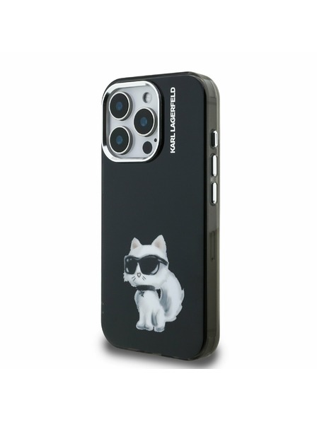 Karl Lagerfeld Karl Lagerfeld IML Акварел Choupette Заден Капак за iPhone 15 Pro - Черен