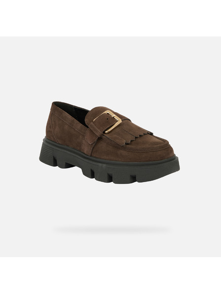 Geox Тъмнокафяви дамски мокасини Geox Vilde