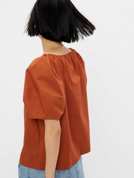 GAP Памучен кроп топ с къс ръкав GAP