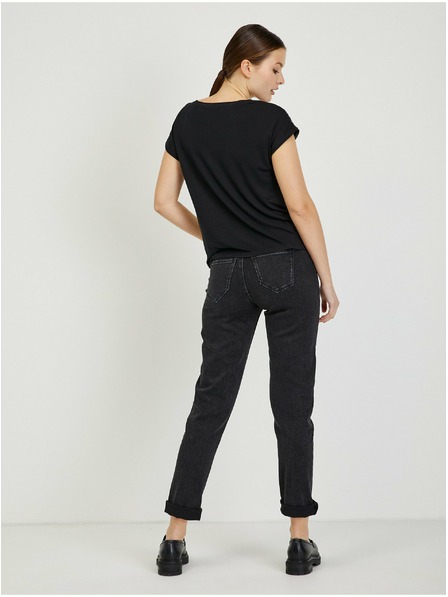 Orsay Бежово-черна дамска дантелена тениска ORSAY