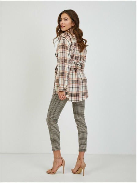 Orsay Розово-кремаво дамско сако на каре с връзки ORSAY