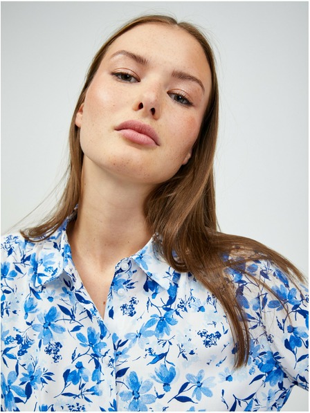 Orsay Бяло-синя риза на цветя с възел ORSAY