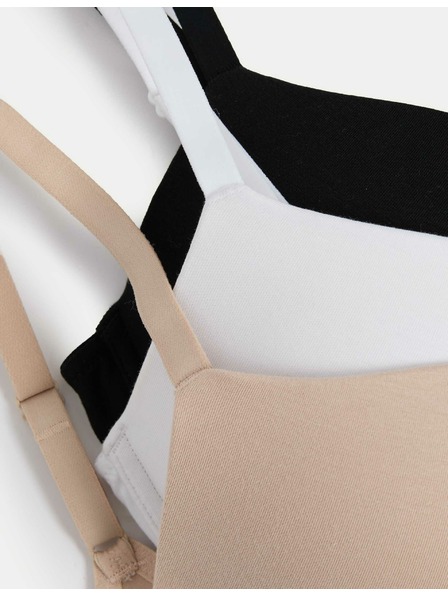 Marks & Spencer Комплект от три дамски сутиена "push-up" в бежово, бяло и черно с подплънки Marks & Spencer