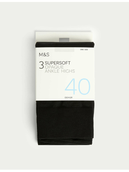 Marks & Spencer Непрозрачни много меки глезенови чорапи, 40 DEN, 3 чифта в опаковка Marks & Spencer черна