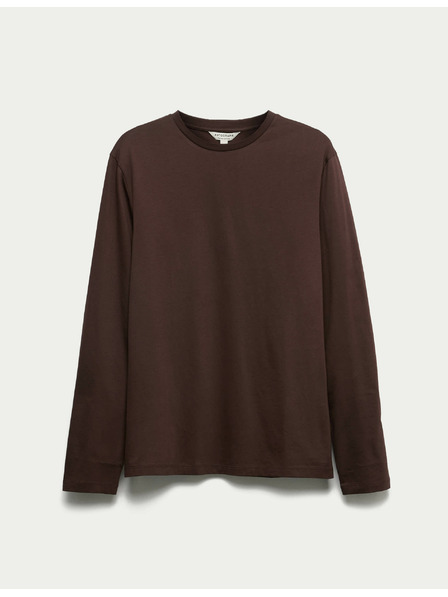 Marks & Spencer Тениска от чиста памучна материя Supima® с дълъг ръкав Marks & Spencer кафява