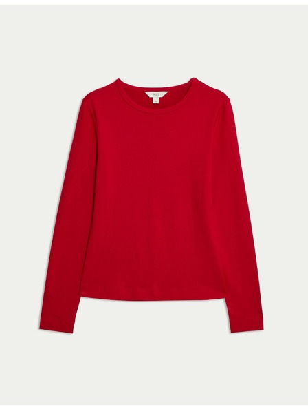 Marks & Spencer Топ с дълги ръкави в тясна кройка Marks & Spencer червен