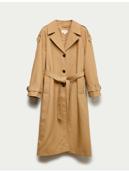 Marks & Spencer Дълъг тренчкоут с колан, с висок процент памук Marks & Spencer кафяв