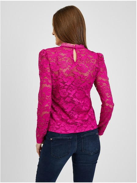 Orsay Тъмнорозова дамска дантелена тениска ORSAY