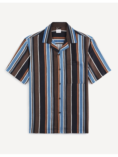 Celio Синя и кафява мъжка риза на райета Celio Taboy