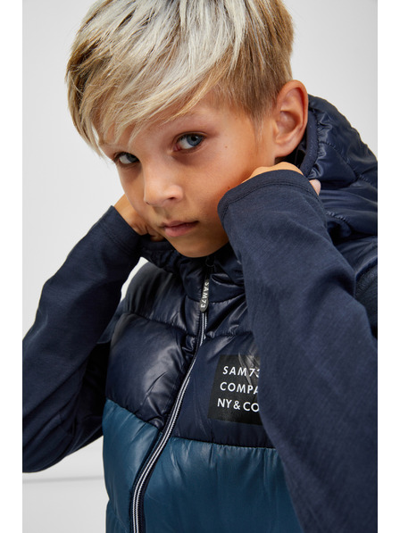 Sam 73 Тъмносиня детска ватирана жилетка с качулка SAM 73 Jifunza