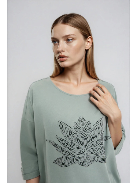 Moodo Блуза от памук маслинена Moodo