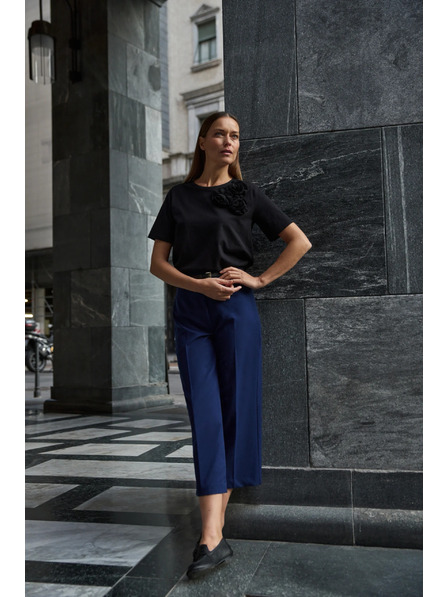 Moodo Памучна тениска с апликация черна Moodo