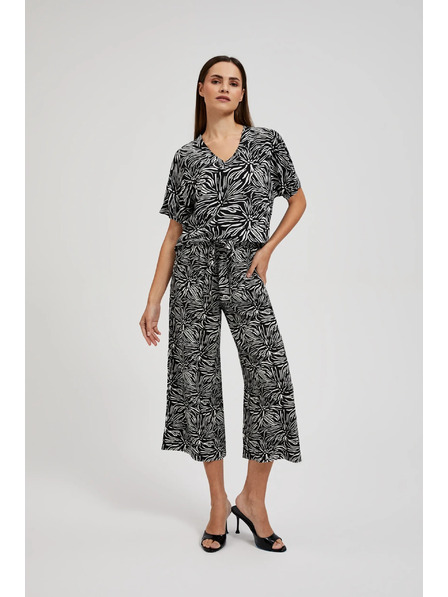 Moodo Вискозна риза с десен черна Moodo