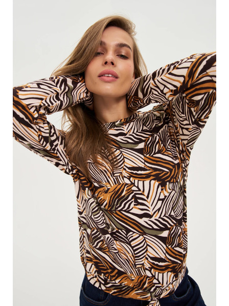 Moodo Бежов суитшърт с растителен принт Moodo