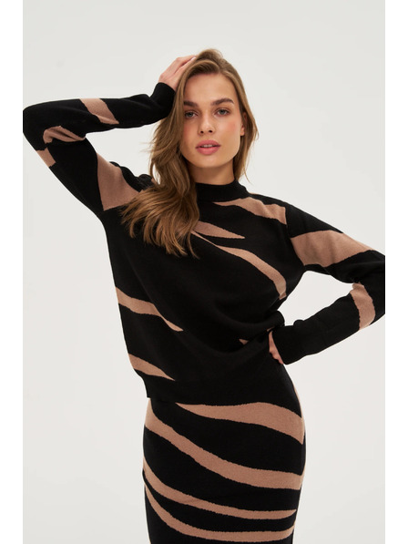 Moodo Черен суитшърт с животински принт Moodo