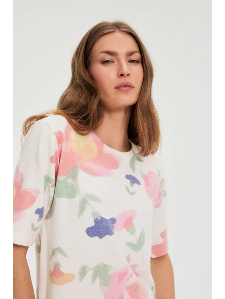 Moodo Суитшърт с цветен принт бял Moodo