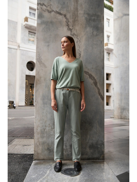 Moodo Маслинен суитшърт с къси ръкави Moodo