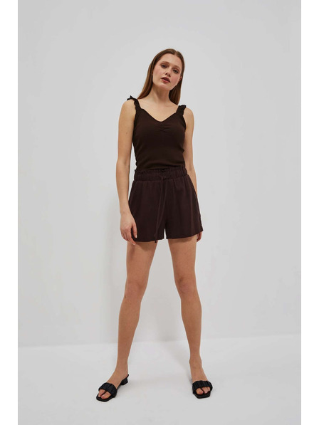 Moodo Тъмнокафяв топ с декоративни презрамки Moodo