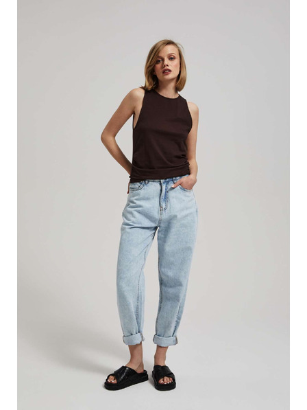 Moodo Тъмнокафяв топ със събрани странични части Moodo