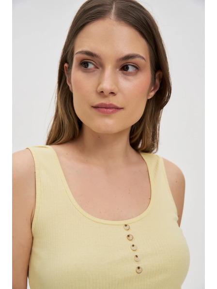 Moodo Ребрест топ с копчета в жълто Moodo