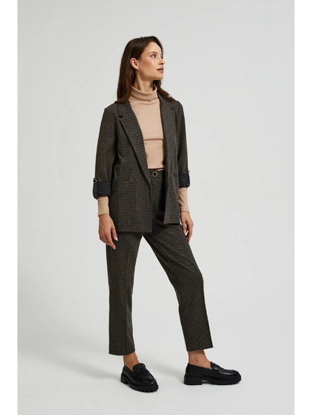 Moodo Черно сако с метален детайл и навити ръкави Moodo