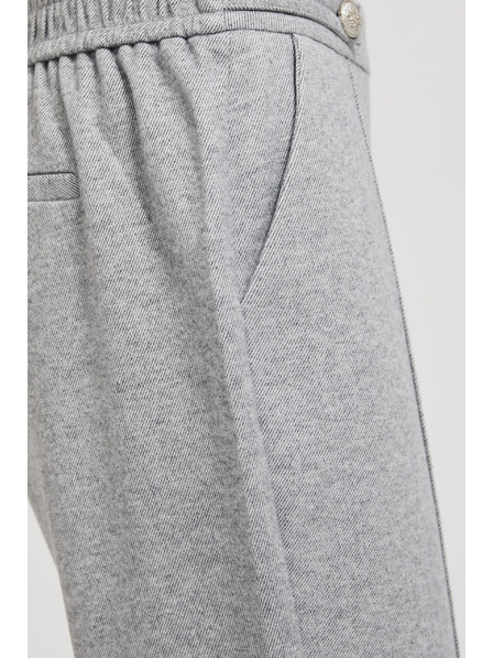 Moodo Гладки прави панталони с копчета сиви Moodo