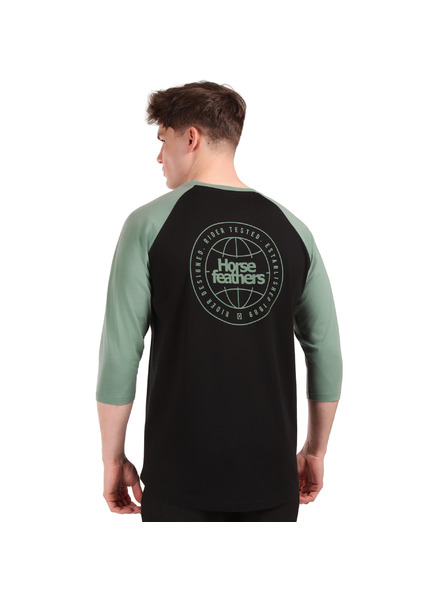 Horsefeathers Тениска Global Raglan - black/iceberg green