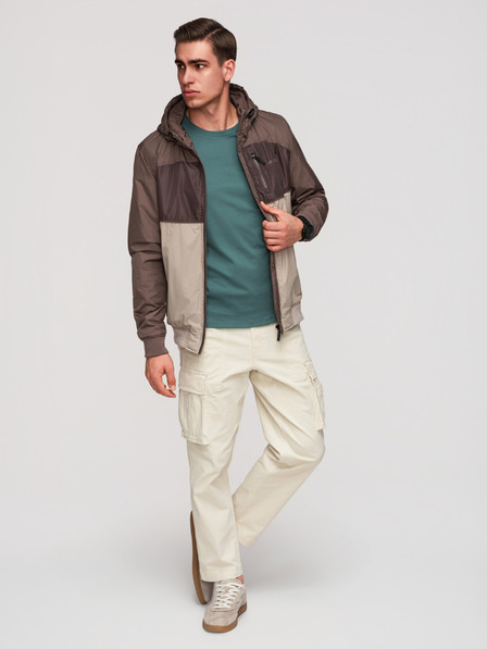 Ombre Clothing Мъжко леко цветно спортно яке с полар бежово Ombre Clothing