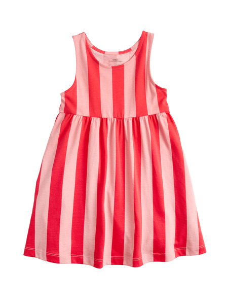 Marks & Spencer Рокля без ръкави от чист памук (2–8 години) Marks & Spencer червена
