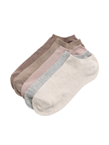 Marks & Spencer Опаковка 5 супермеки ребрирани къси чорапи Trainer Liners™ Marks & Spencer бежова