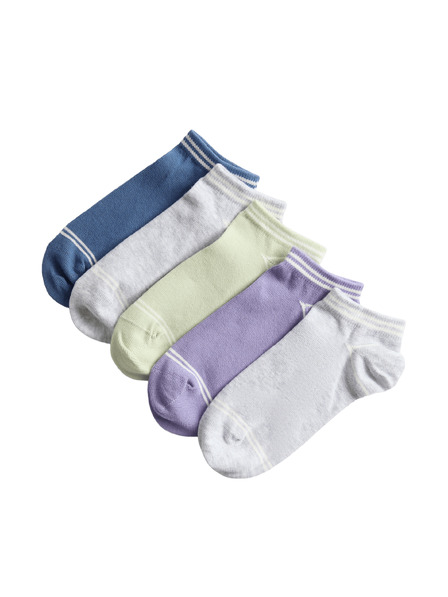 Marks & Spencer Къси чорапи Trainer Liners™ с високо съдържание на памук, 5 чифта в опаковка (6 малко – 7 голямо) Marks & Spencer сиво