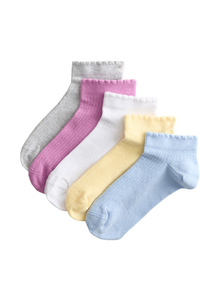 Marks & Spencer Ребристи къси чорапи Trainer Liners™ с високо съдържание на памук, 5 чифта (6 малко – 7 голямо) Marks & Spencer многоцветно