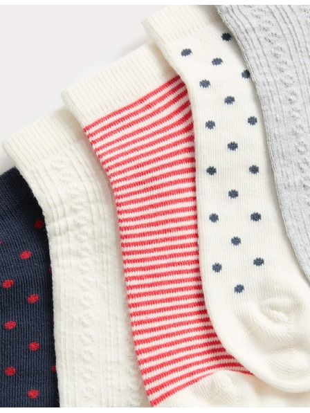 Marks & Spencer Райрани къси чорапи Trainer Liners™ с високо съдържание на памук, комплект 5 чифта Marks & Spencer синьо