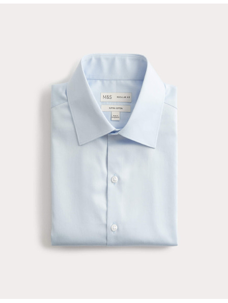 Marks & Spencer Тениска обичайн крой от чисто памук Marks & Spencer синьо