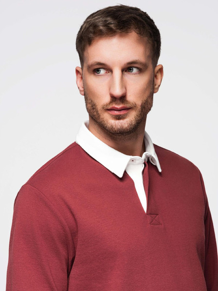 Ombre Clothing Мъжки суитчър с яка в цвят бордо Ombre Clothing