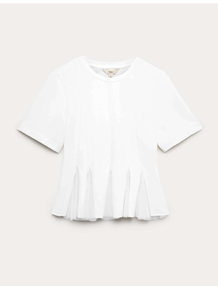 Marks & Spencer Топ на воротник със висок дял памук Marks & Spencer бял