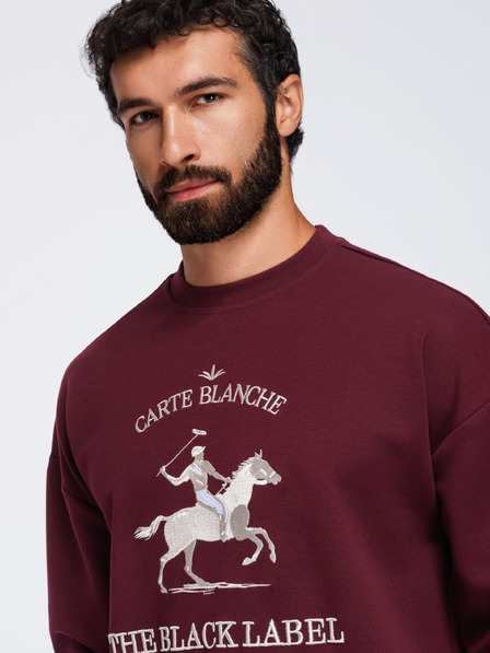 Ombre Clothing Мъжки суитшърт с кръгло деколте и бродерия на предната част – винена V2 OM-SSNZ-0267 Ombre Clothing