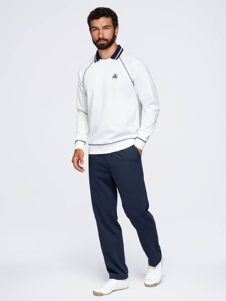 Ombre Clothing Мъжки суитшърт с бродерия и контрастен яка – тъмносин V1 OM-SSNZ-0269 Ombre Clothing