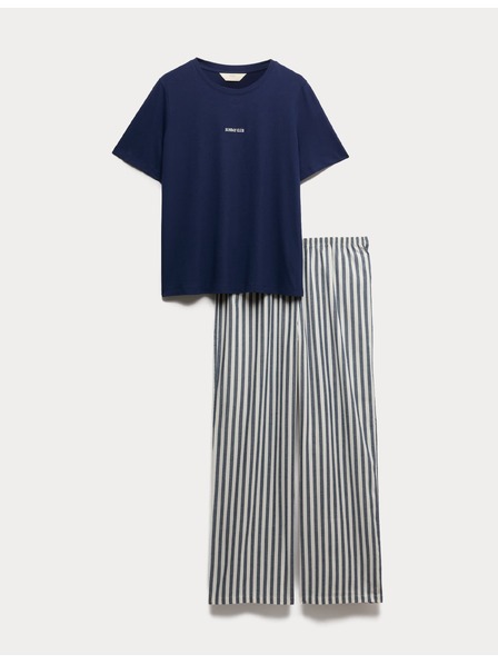 Marks & Spencer Пижамен комплект от чист памук Marks & Spencer тъмносин