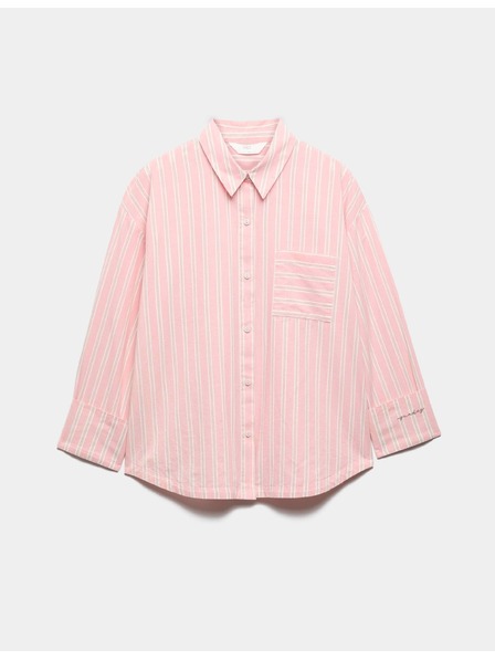 Marks & Spencer Раирана пижамна риза от чист памук Marks & Spencer розова
