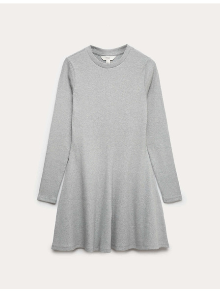 Marks & Spencer Набрана кръгла mini рокля с висок дял памук Marks & Spencer сиво